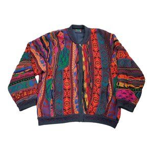 Vintage COOGI Sweater Full Zip Chunky Knit Wool Size Large L